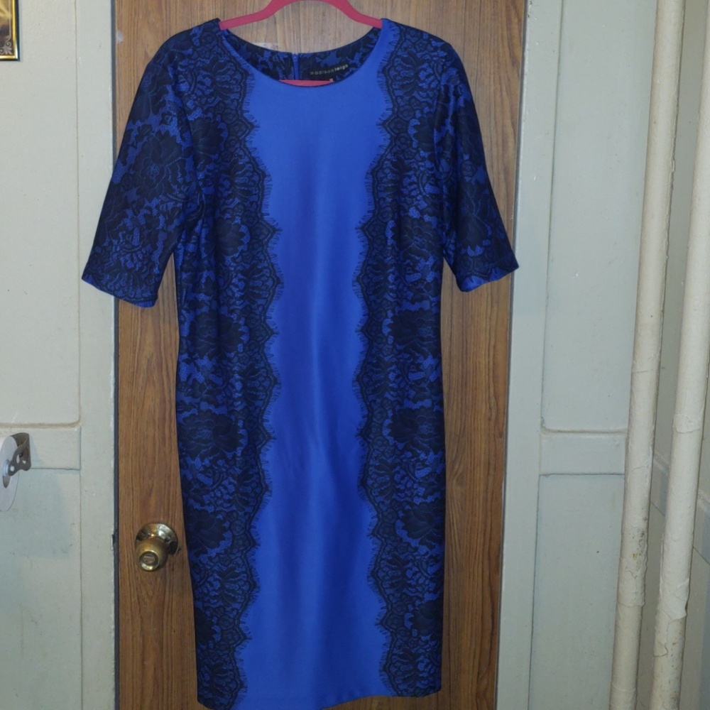 Blue and black cocktail dress